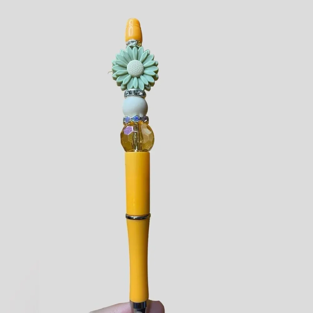 Flower and Crystal Beadable Pen